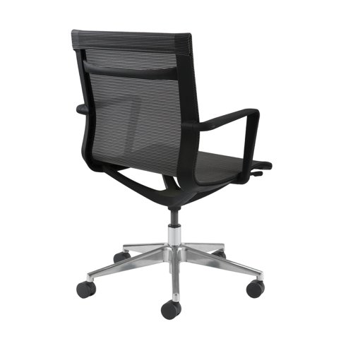 Sirena black mesh meeting chair with chrome base - made to order