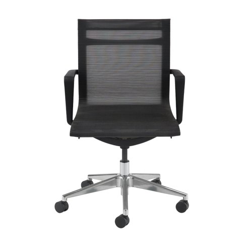 Sirena black mesh meeting chair with chrome base - made to order