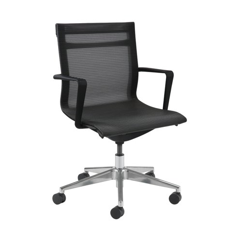 Sirena black mesh meeting chair with chrome base - made to order | SIR305-C-K | Dams International