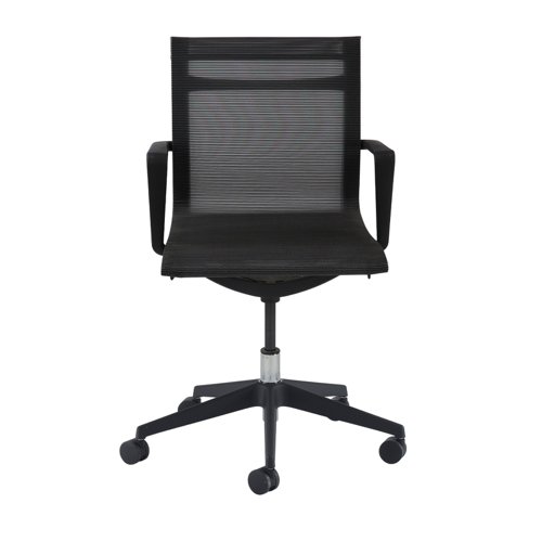 Sirena black mesh meeting chair with black base - made to order
