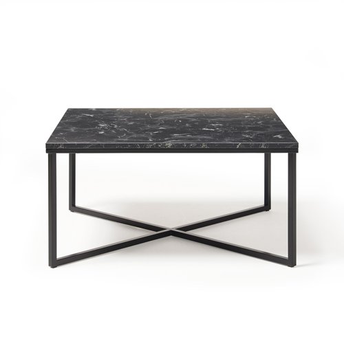 Siena large square coffee table with a black steel frame and Lotus wood top