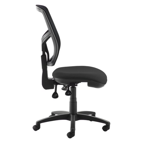 Senza mesh back operator chair with no arms - black