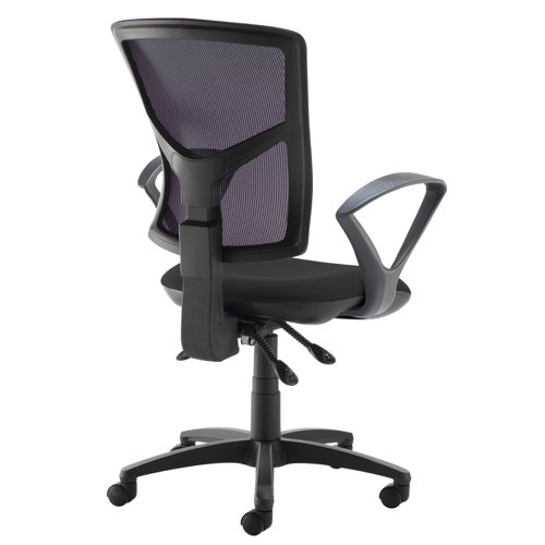 Senza mesh back operator chair with fixed arms - black  SM43-000-BLK