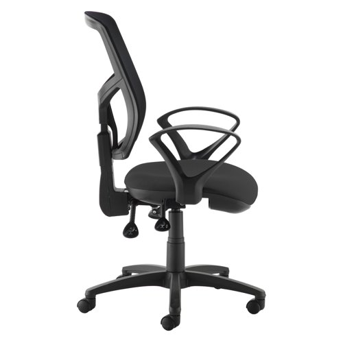 SM43-000-BLK Senza mesh back operator chair with fixed arms - black