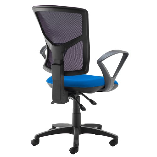 SM43-000-BLU Senza mesh back operator chair with fixed arms - blue
