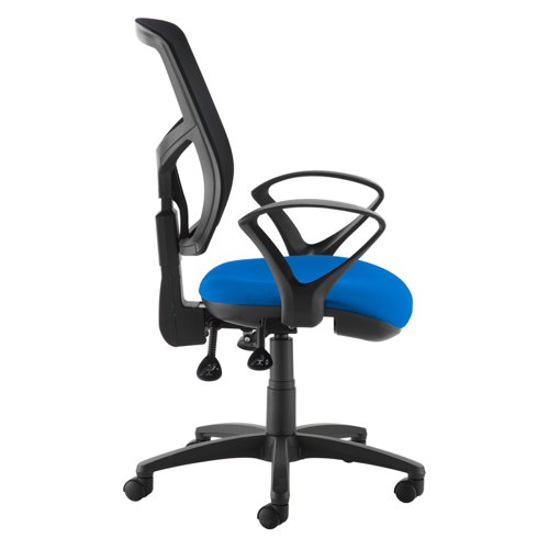 SM43-000-BLU Senza mesh back operator chair with fixed arms - blue