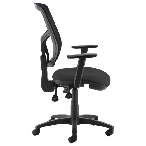 Senza mesh back operator chair with adjustable arms - black