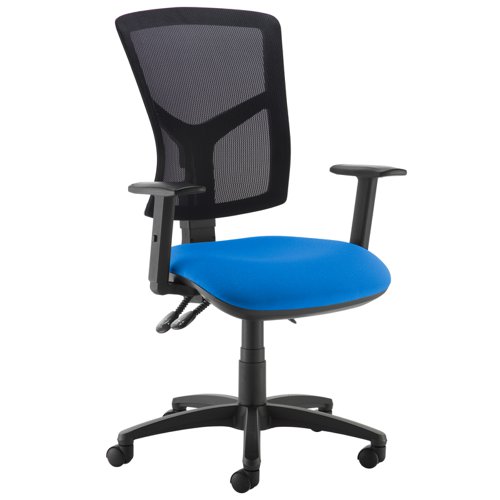 Senza mesh back operator chair with adjustable arms - blue