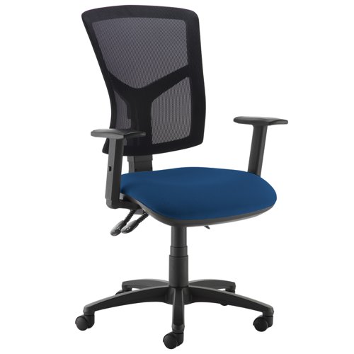 Senza high mesh back operator chair with adjustable arms - Costa Blue