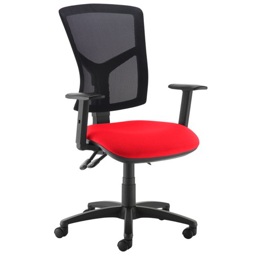 Senza high mesh back operator chair with adjustable arms - Panama Red