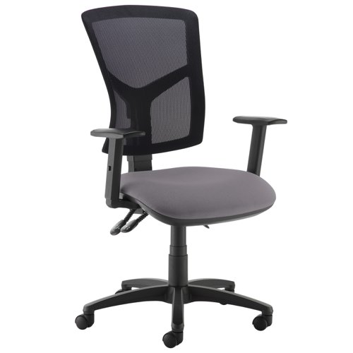 Senza high mesh back operator chair with adjustable arms - Blizzard Grey