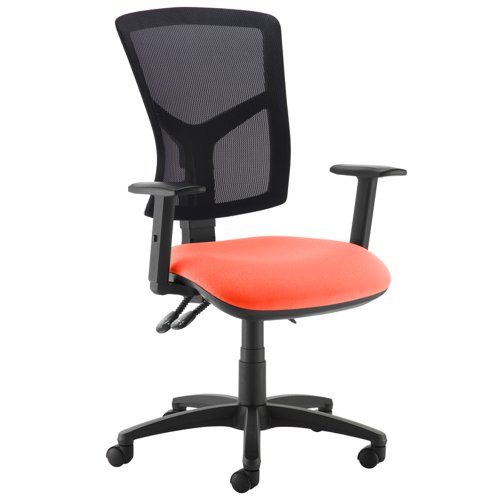 Senza high mesh back operator chair with adjustable arms - Tortuga Orange