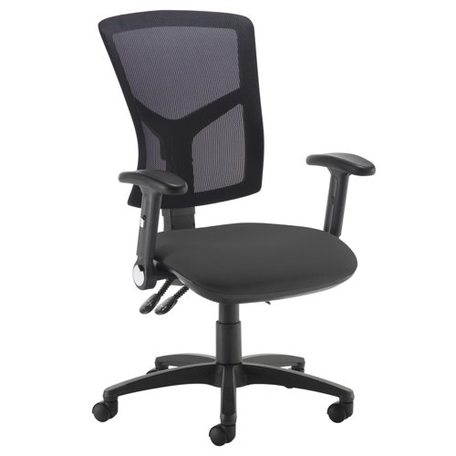 Senza mesh back operator chair with folding arms - black