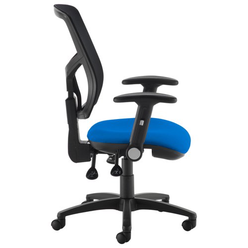Senza mesh back operator chair with folding arms - blue