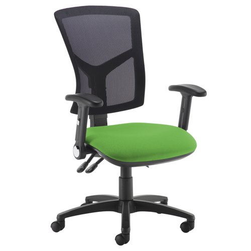 Senza high mesh back operator chair with folding arms - Lombok Green