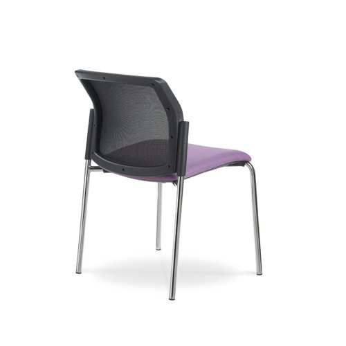 Santana 4 leg stacking chair with fabric seat and mesh back and chrome frame and no arms - made to order Dams International