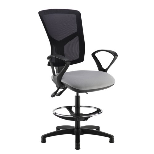 Senza mesh back draughtsmans chair with fixed arms - made to order