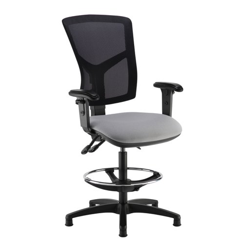 Senza mesh back draughtsmans chair with adjustable arms - made to order