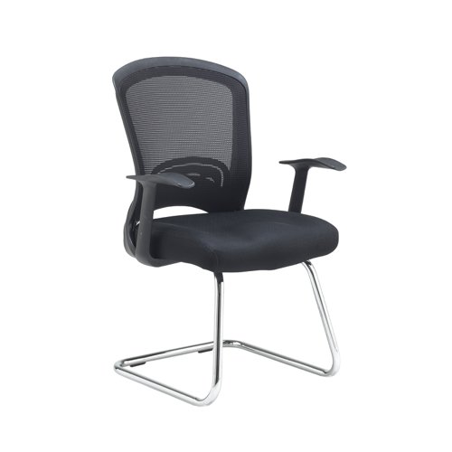 Solaris Mesh Back Visitors Chair w/ Fixed Arms - Black Mesh/Fabric (SOL100C1-K)
