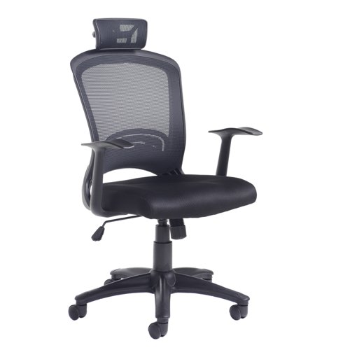 Solaris Mesh Back Operator Chair w/ Headrest - Black Mesh/Fabric (SOL300T1)