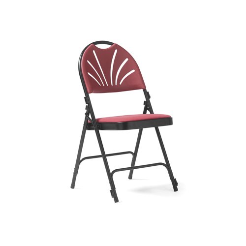 Spira steel folding chair with burgundy fabric seat and matching back - 4 Units per box