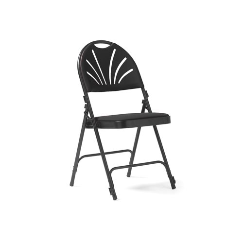 Spira steel folding chair with charcoal fabric seat and matching back - 4 Units per box
