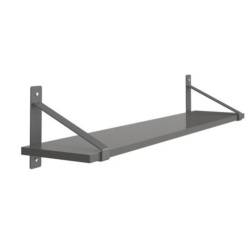 Sparta wall shelf 1000mm wide with fixed charcoal shelf support brackets - grey