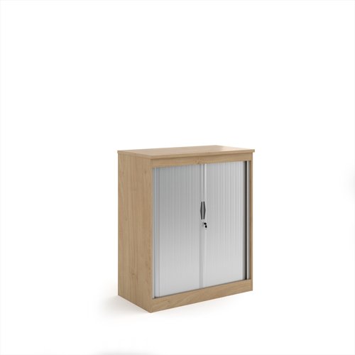Systems horizontal tambour door cupboard 1200mm high - Kendal Oak