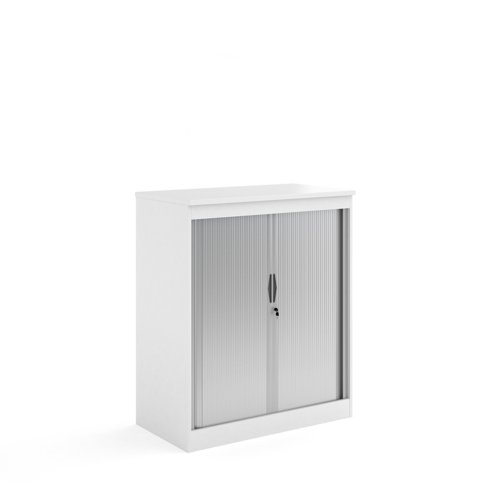Systems horizontal tambour door cupboard 1200mm high - white