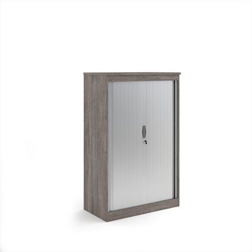 Systems horizontal tambour door cupboard 1600mm high - Grey Oak