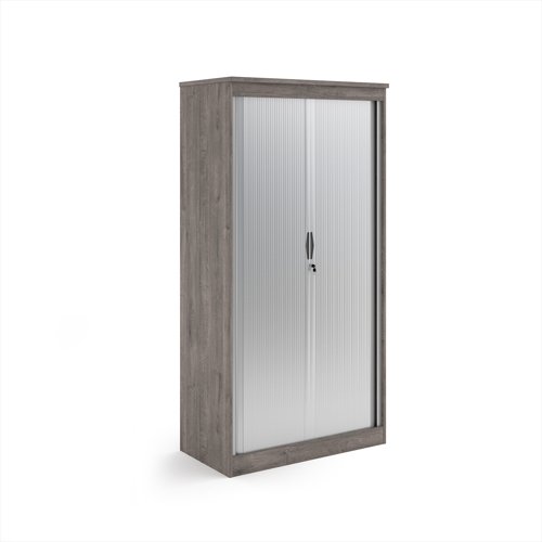 Systems horizontal tambour door cupboard 2000mm high - Grey Oak