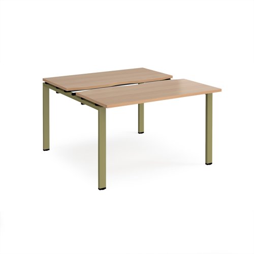 Adapt sliding top back to back desks 1200mm x 1200mm - green frame, beech top