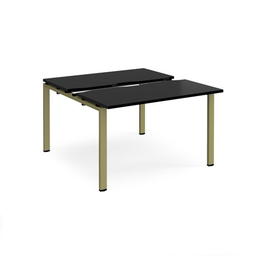Adapt sliding top back to back desks 1200mm x 1200mm - green frame, black top