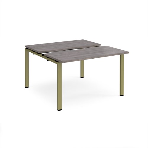 Adapt sliding top back to back desks 1200mm x 1200mm - green frame, grey oak top