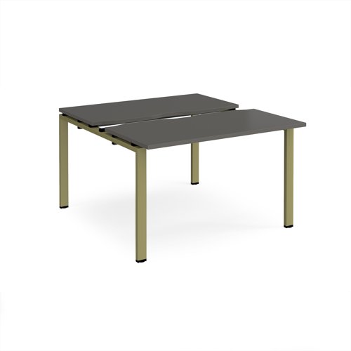 Adapt sliding top back to back desks 1200mm x 1200mm - green frame, storm grey top