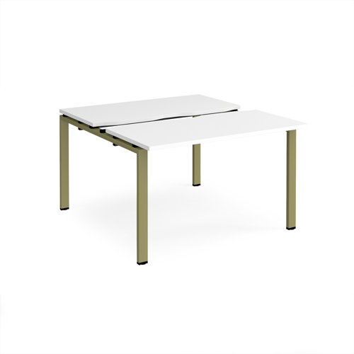 Adapt sliding top back to back desks 1200mm x 1200mm - green frame, white top