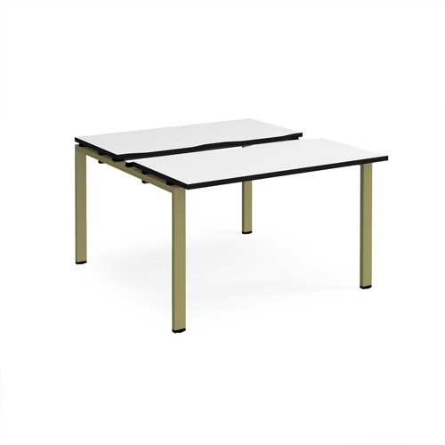 Adapt sliding top back to back desks 1200mm x 1200mm - green frame, white top, black edge