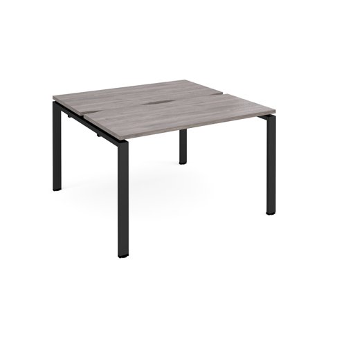 Adapt sliding top back to back desks 1200mm x 1200mm - black frame, grey oak top