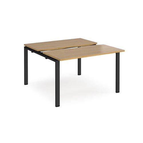 Adapt sliding top back to back desks 1200mm x 1200mm - black frame, oak top