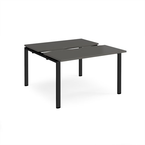 Adapt sliding top back to back desks 1200mm x 1200mm - black frame, storm grey top