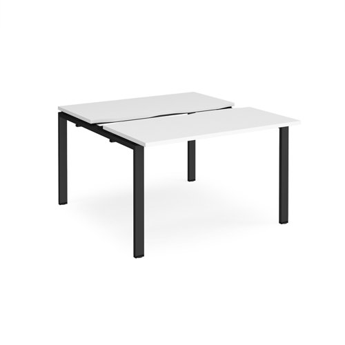 Adapt sliding top back to back desks 1200mm x 1200mm - black frame, white top