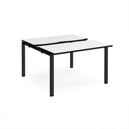 Adapt sliding top back to back desks 1200mm x 1200mm - black frame, white top, black edge