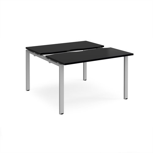 Adapt sliding top back to back desks 1200mm x 1200mm - silver frame, black top