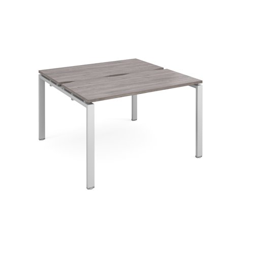 Adapt sliding top back to back desks 1200mm x 1200mm - silver frame, grey oak top