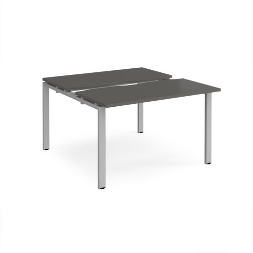 Adapt sliding top back to back desks 1200mm x 1200mm - silver frame, storm grey top