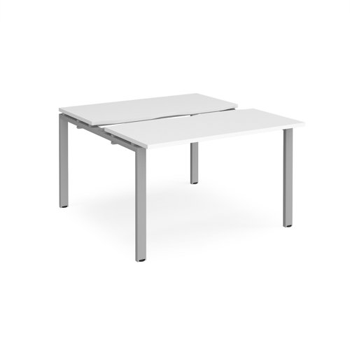 Adapt sliding top back to back desks 1200mm x 1200mm - silver frame, white top