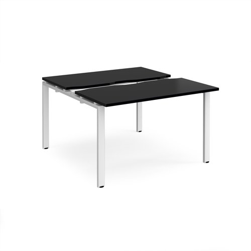 Adapt sliding top back to back desks 1200mm x 1200mm - white frame, black top