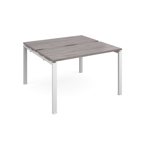 Adapt sliding top back to back desks 1200mm x 1200mm - white frame, grey oak top