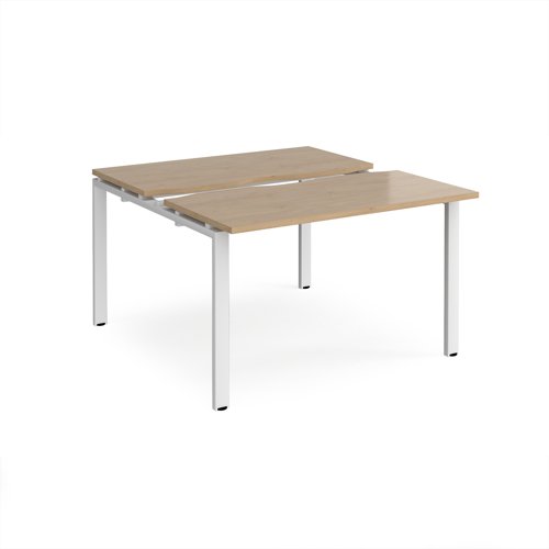 Adapt sliding top back to back desks 1200mm x 1200mm - white frame, kendal oak top
