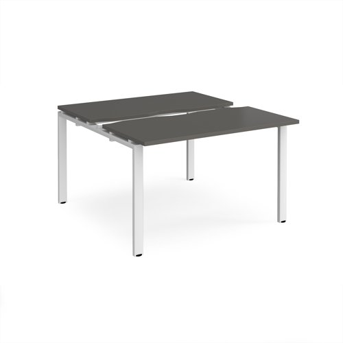 Adapt sliding top back to back desks 1200mm x 1200mm - white frame, storm grey top
